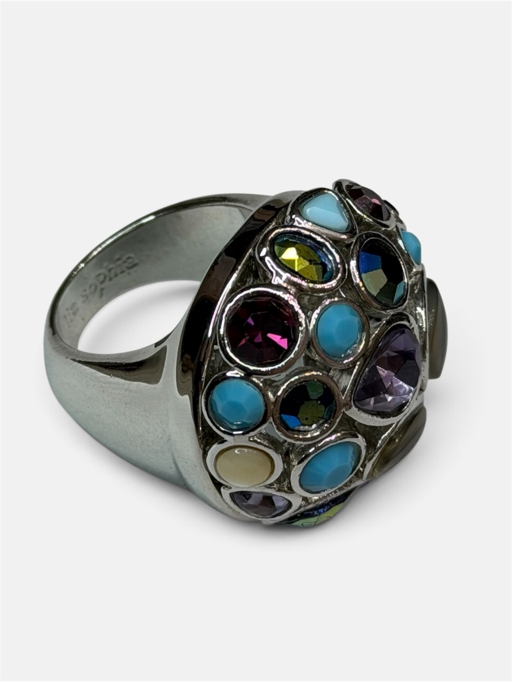 Lia Sophia - Fireworks silver tone dome ring size 8 - Picture 4 of 6
